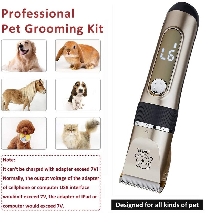 IWEEL Dog Clippers, 2-Speed Professional Rechargeable Cordless Cat Shaver and Low Noise Water Proof Electric Dog Trimmer Pet Grooming Kit Animal Hair Clippers Tool with Scissors Combs - Image 5
